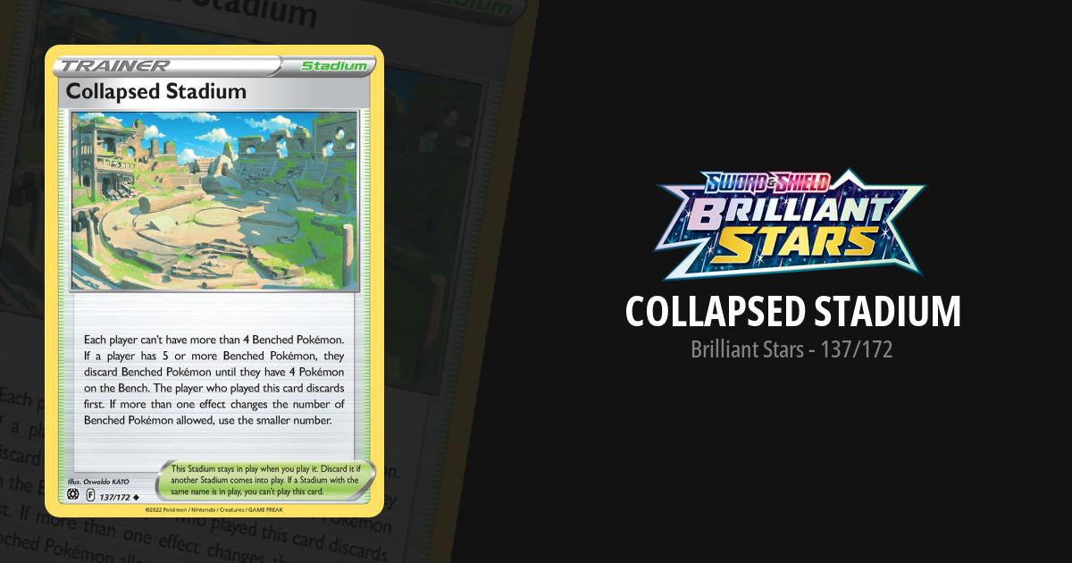 collapsed stadium pokemon card price (Secret) 215/196 Swsh11: Lost Origin Holo for sale online Each player cant have more than 4 Benched Pokemon if a player has 5 or more Benched Poikemon Collapsed Stadium Brilliant Stars Pokemon
