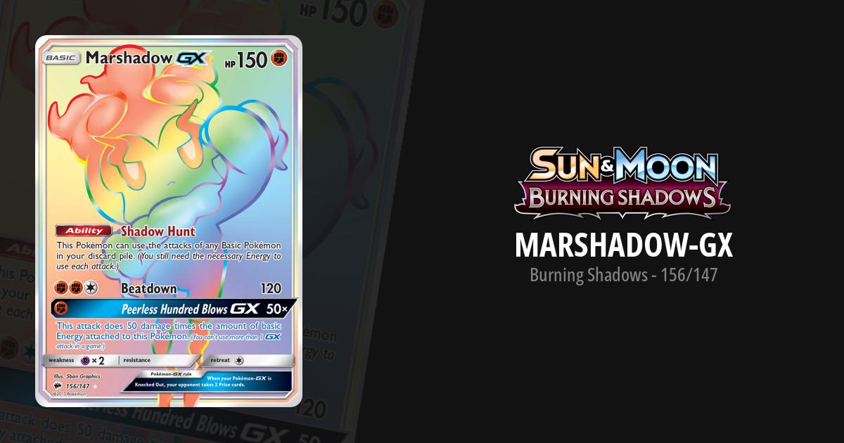 marshadow gx pokemon card value How good/rare whatever term is GX? He's the most impressive looking in my deck : r/pokemoncardcollectors GX (200) If this Pokmon has at least 1 extra Energy attached to it (in addition to this attacks cost) Sell Marshadow GX (Rainbow Rare)