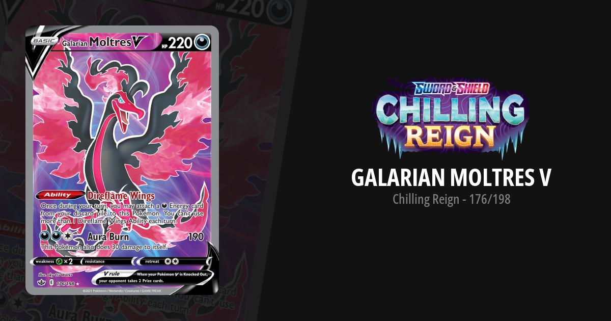 Galarian Moltres V Chilling Reign Pokemon Card