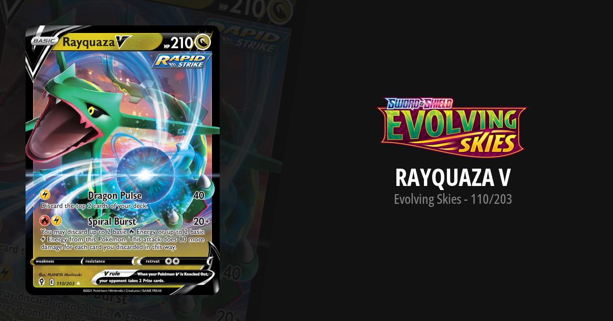 pokemon tcg evolving skies 110 203 rayquaza v card Rayquaza V 110/203 Ultra Rare Evolving Skies Pokemon Card M/NM