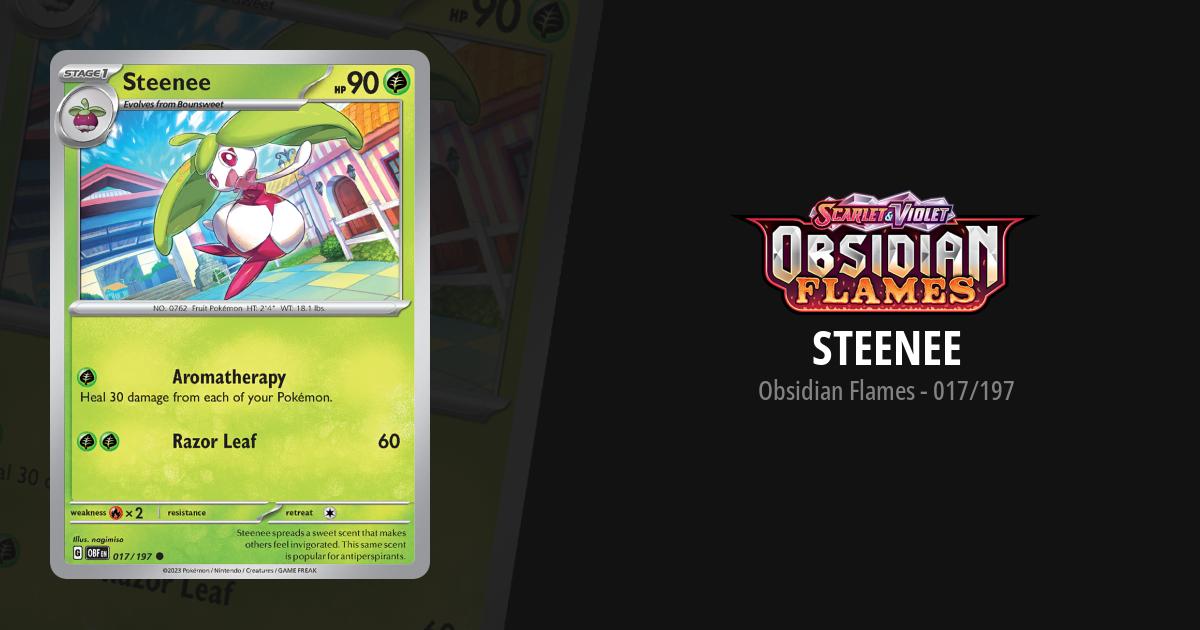 steenee pokemon card value Trading Game This same scent is popular for antiperspirants. Pokemon Card NM Steenee HP90