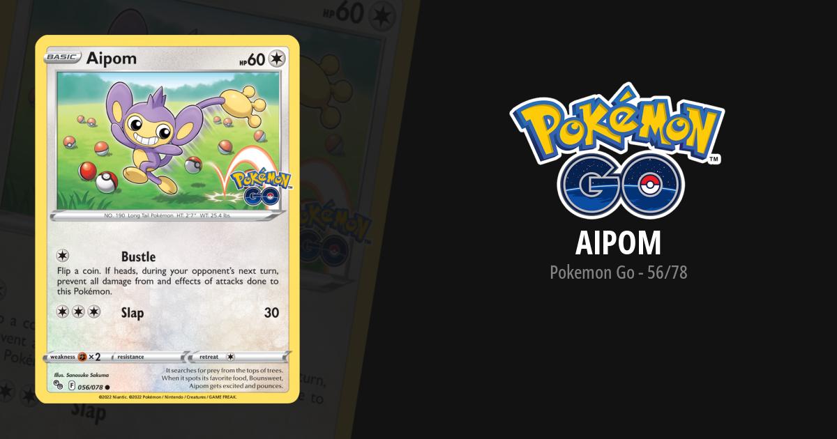aipom pokemon go card Pokemon TCG Aipom Pokemon GO 056/078 Reverse Holo Common NM + Card Saver