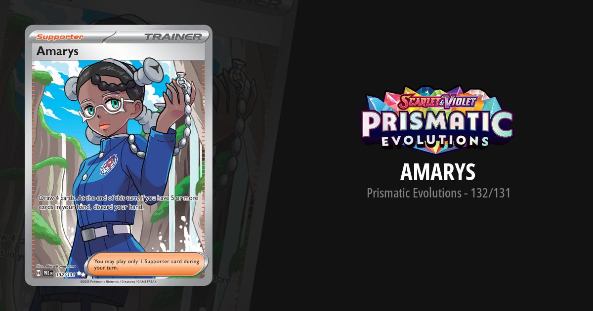 amarys pokemon card 132/131 Whatnot: Shop, Sell, Connect if you have 5 or more cards in your hand Amarys 132/131 Sv: Prismatic Evolutions