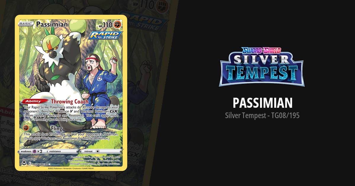 passimian pokemon card value - TG08/TG30 Silver Tempest CHARACTER RARE Attack 1 Passimian - 111/191 - Surging